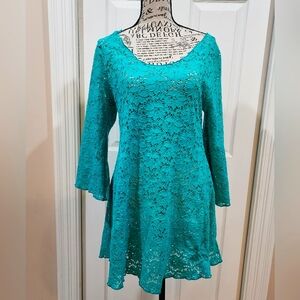 Vine Street Apparel Teal Lace Dress
